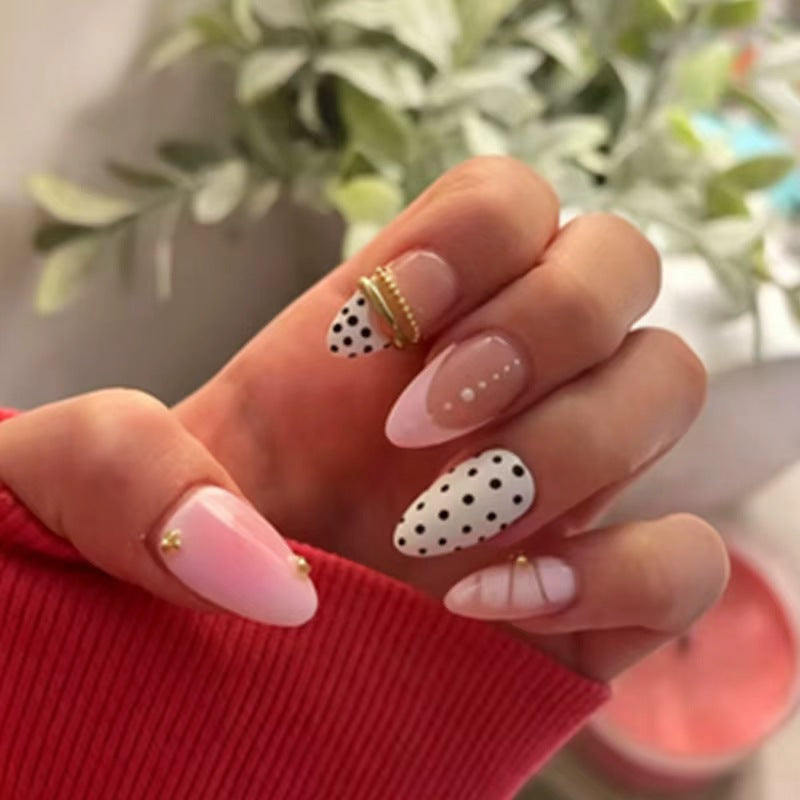 Artistic Polka Dot Press-On Nail Set Bowlift