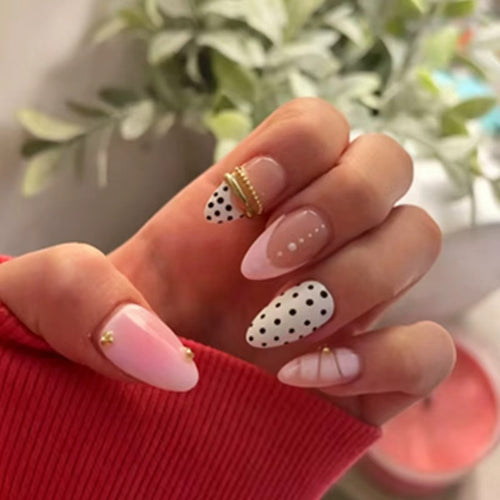 Artistic Polka Dot Press-On Nail Set Bowlift