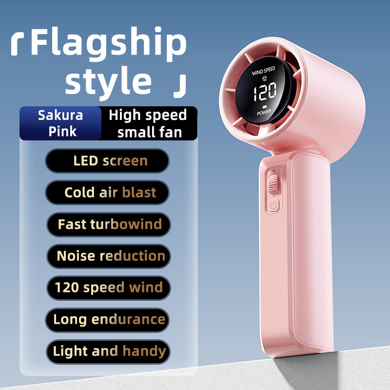 Unisex nan compact high-speed handheld fan with LED display rechargeable battery and quiet turbine Bowlift