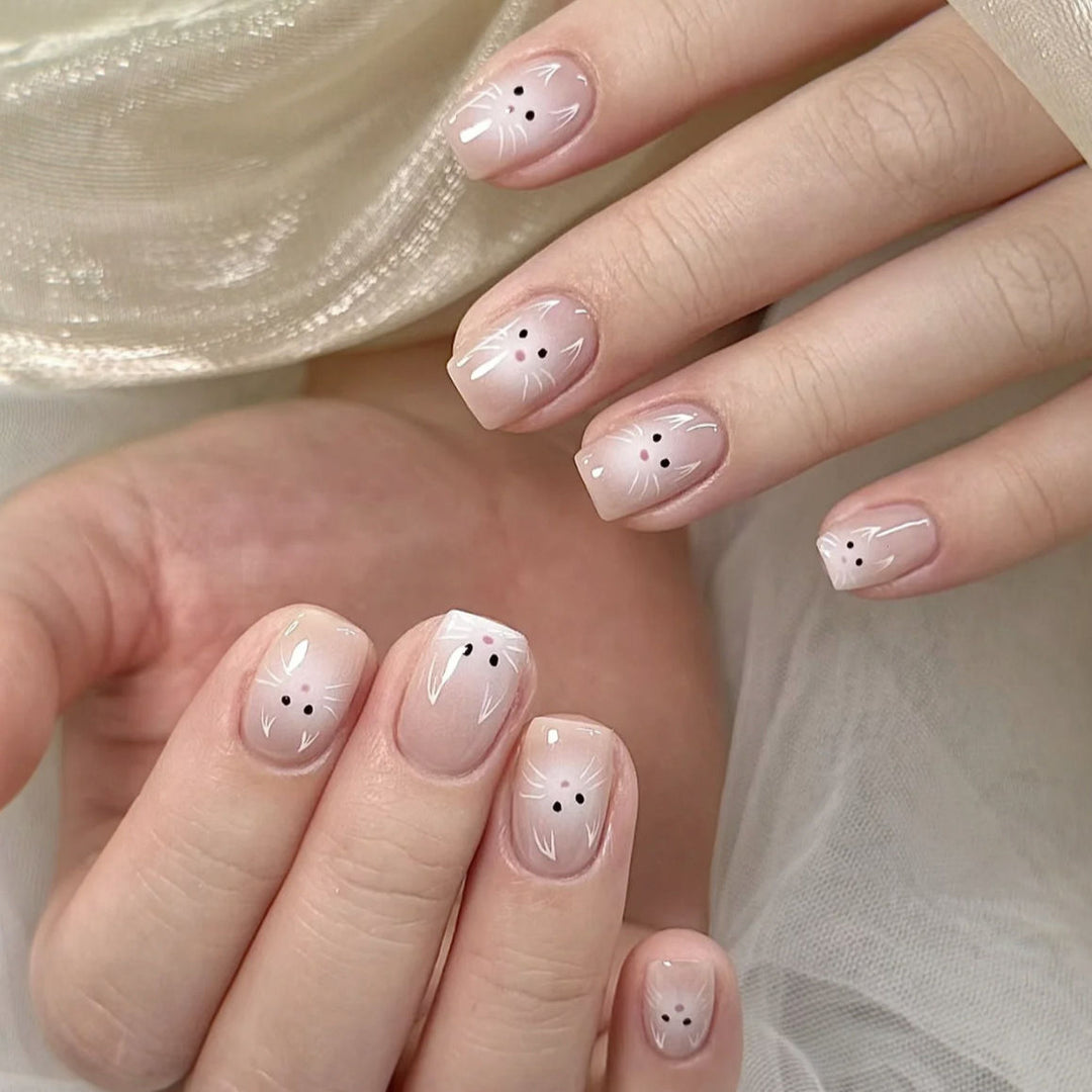 Glossy French Tip Press-On Nail Set Bowlift