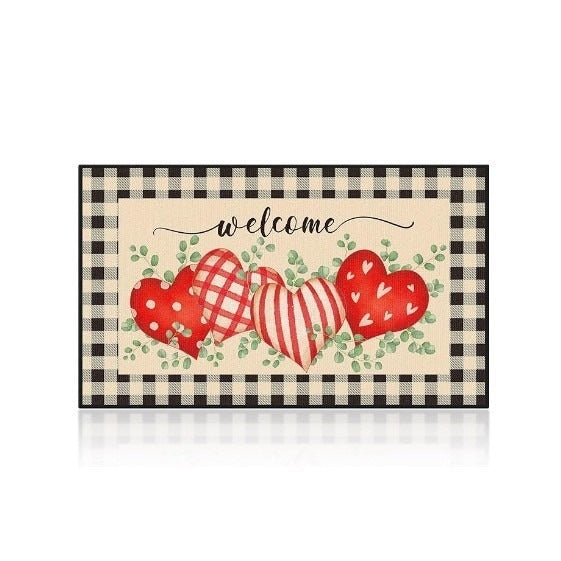 Heart-Themed Decorative Welcome Mat Bowlift