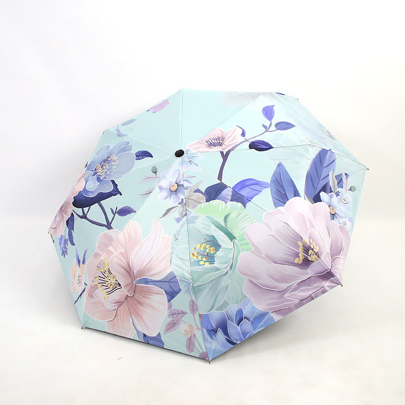 Ladies folding umbrella with artistic flower pattern Bowlift
