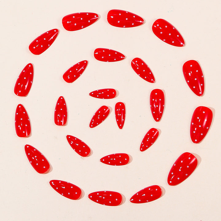 Glossy Polka Dot Stiletto Nail Art Extensions Bowlift
