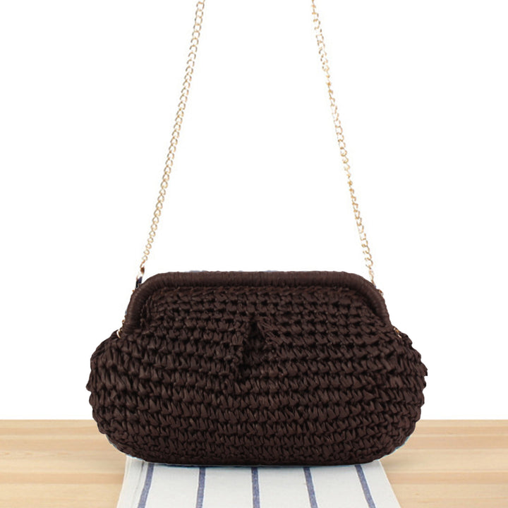 Handbag with Elegant Woven Design and High-Quality Chain Decoration Bowlift