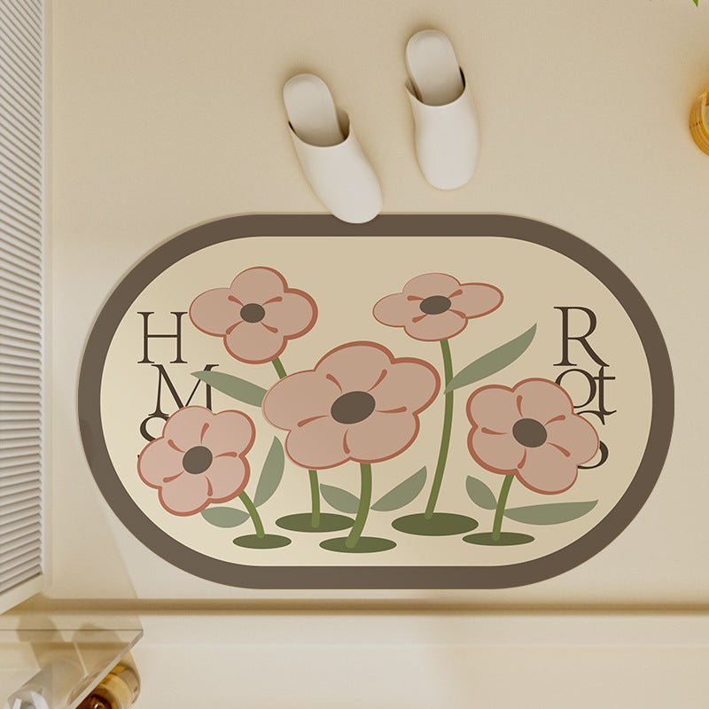 Oval Shaped Welcome Mat with Inspirational Quote