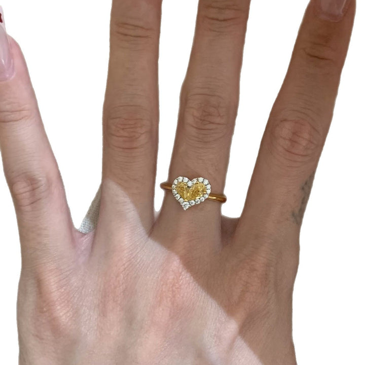 Heart-Shaped Halo Gemstone Cluster Ring With Pavé Accent Stones And Slim Gold Band
