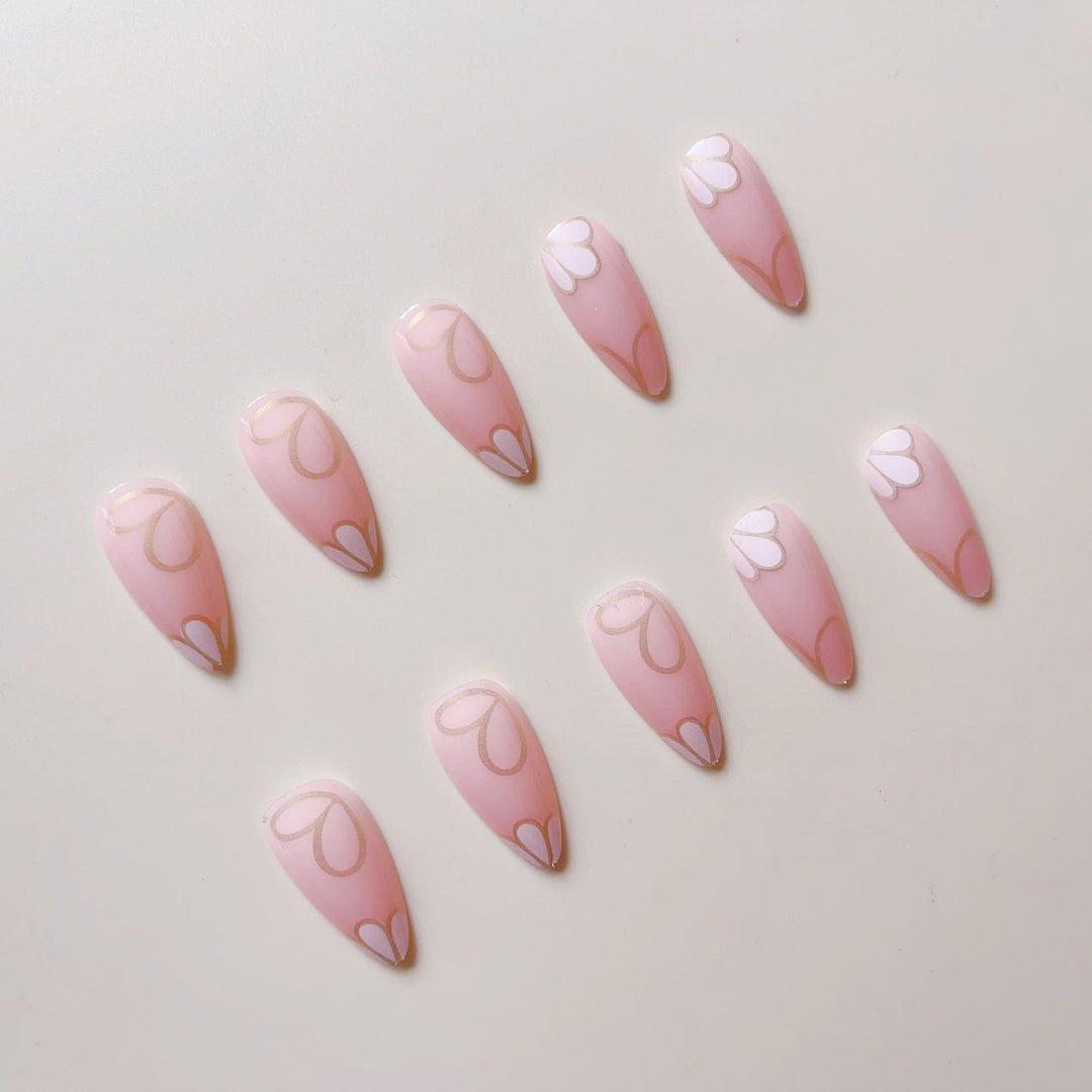 Artificial nail set with luxurious floral 3D decorations Bowlift