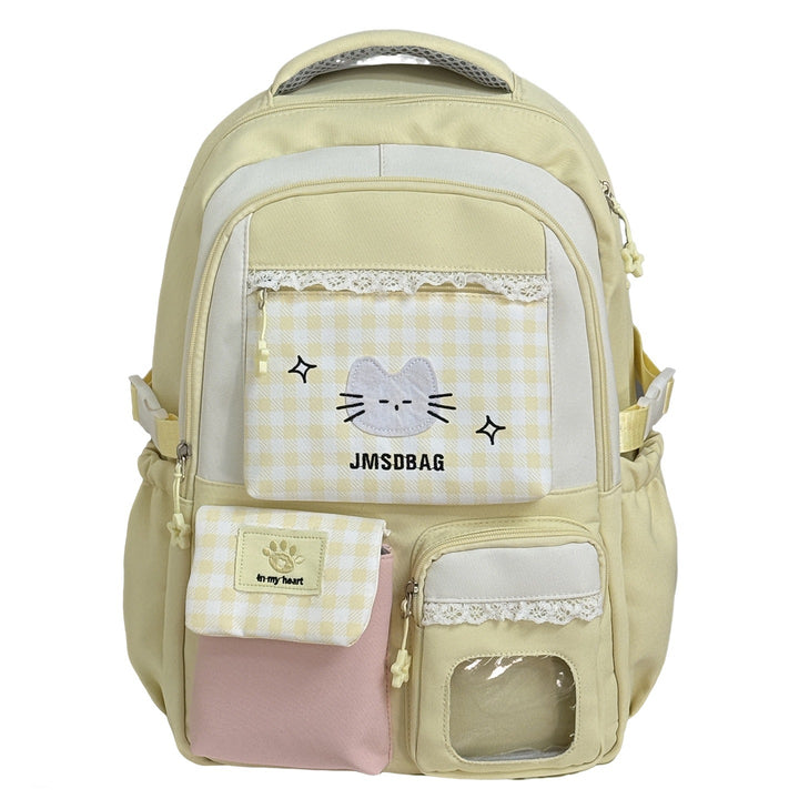 Playful Patterned Cat Design School Backpack Bowlift