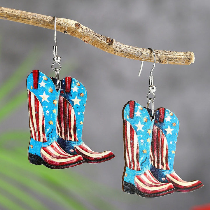 Women's eye-catching statement earrings can shape with flag motif Bowlift