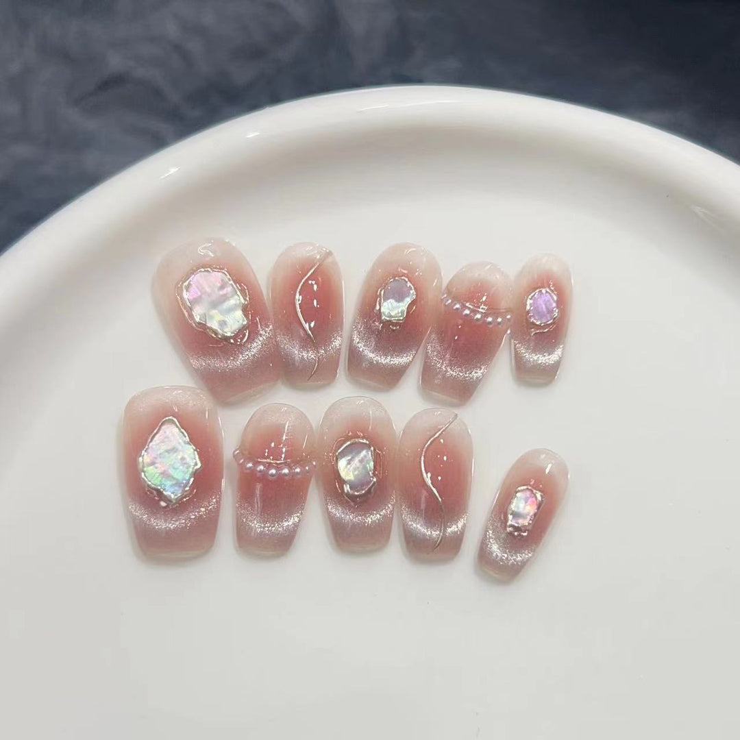 Decorative Press-On Nail Collection with Gemstone Accents Bowlift