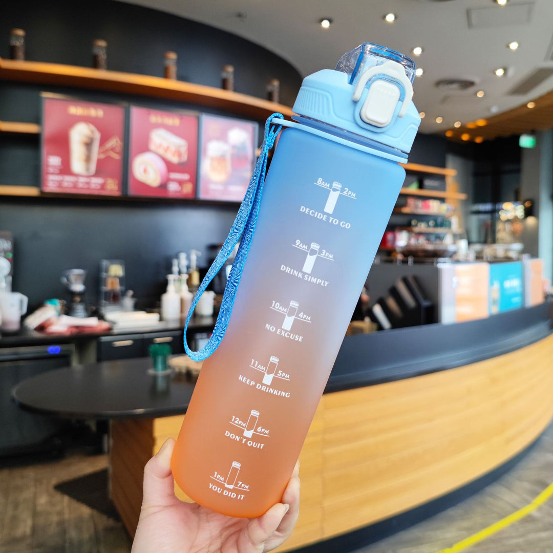 Women's Motivation Water Bottle with Time Markings Bowlift