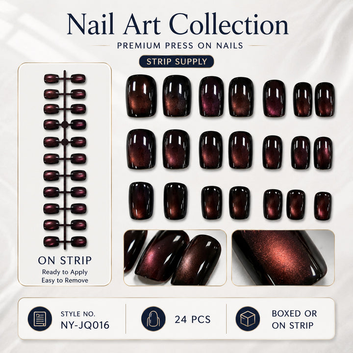 Premium Press-On Nails with Metallic Shine Bowlift