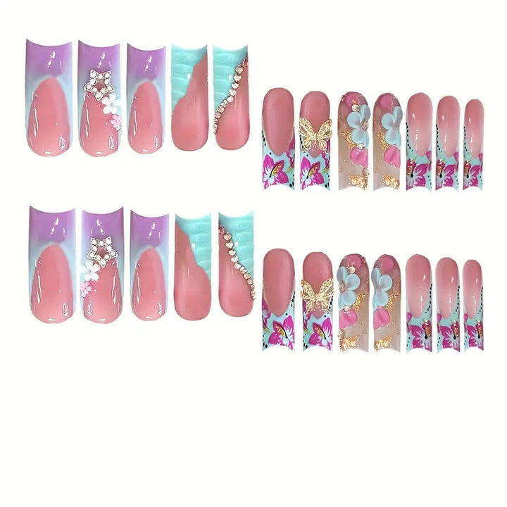 3D Floral Decorative Press-On Nail Art Bowlift