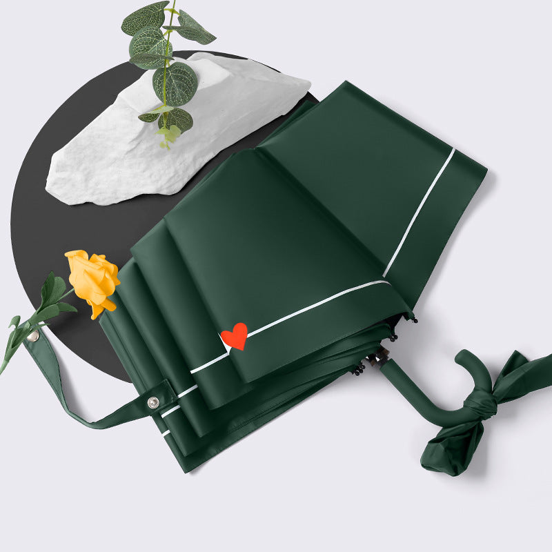Women's Foldable Umbrella with Elegant Heart Design Bowlift
