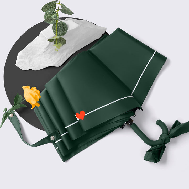 Women's Foldable Umbrella with Elegant Heart Design Bowlift