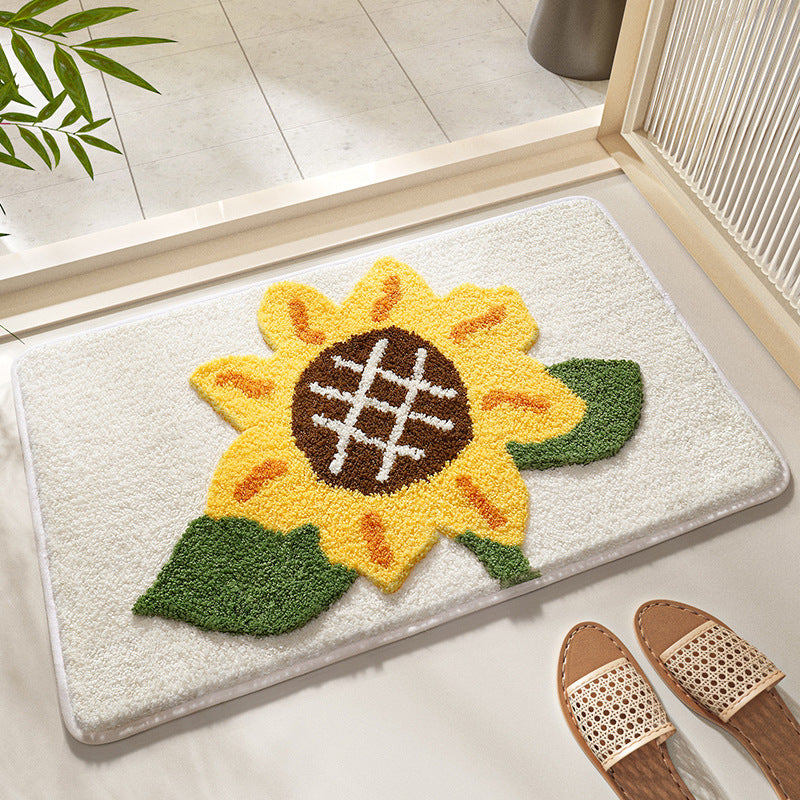 Unisex Leaf Design Plush Bathroom Mat Bowlift