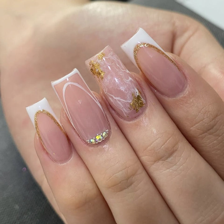 Elegant Marble Nail Art Extensions Bowlift