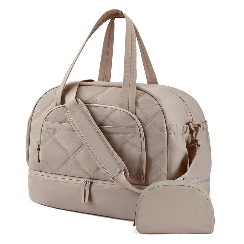 Multifunctional Quilted Travel Bag with Removable Cosmetic Pouch Bowlift