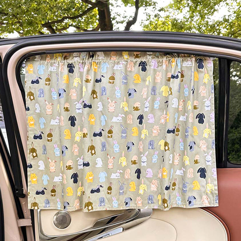 Unisex nan sun protection car curtain with elastic fastening strap and opaque cotton blend Bowlift