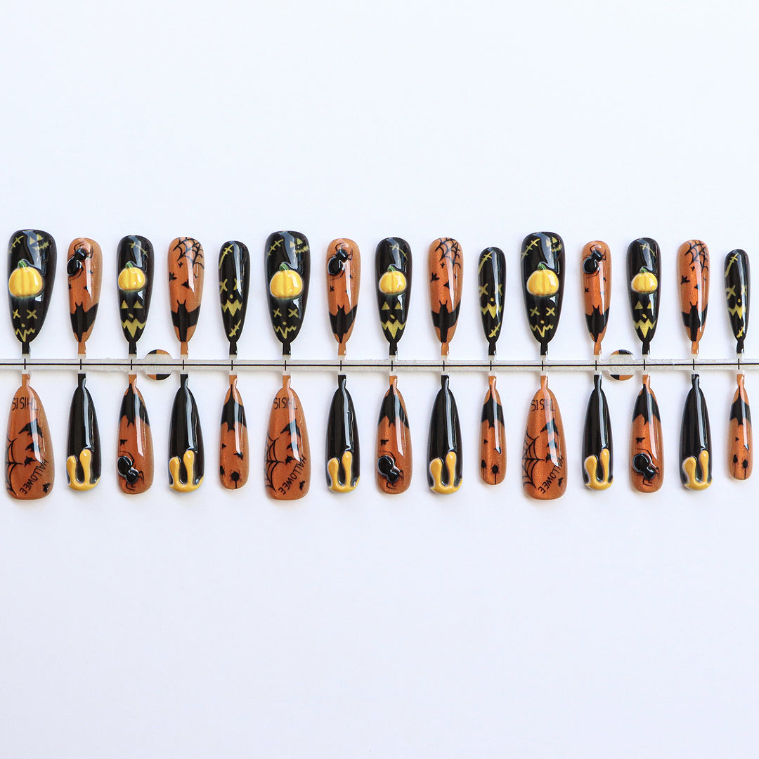 Thematic Halloween Press-On Nails Bowlift