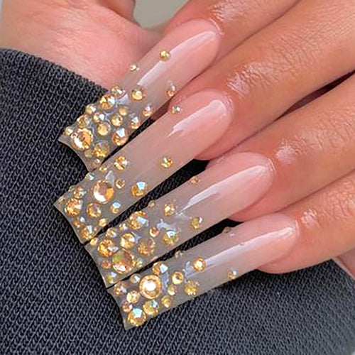Decorative Long Stiletto Press-On Nails with Rhinestone Accents Bowlift
