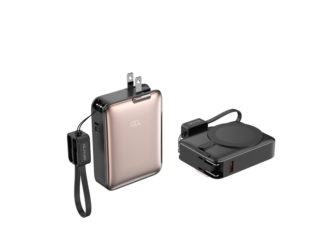 Portable power bank with integrated magnetic charger and smart LED display Bowlift