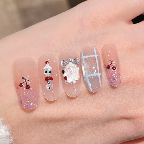 Artistic Press-On Nail Set Bowlift