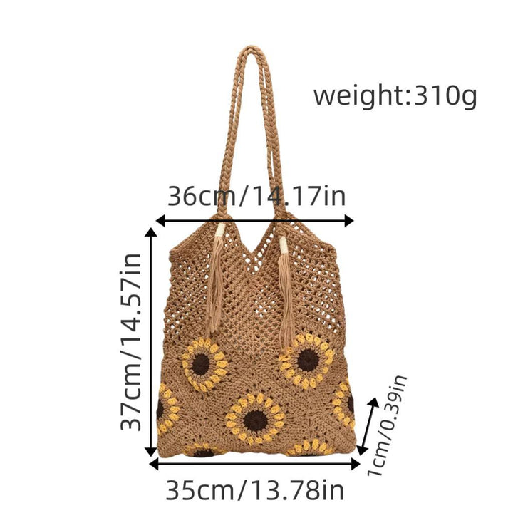 Large and Flexible Bag Made of Natural Material with Flower Pattern Bowlift