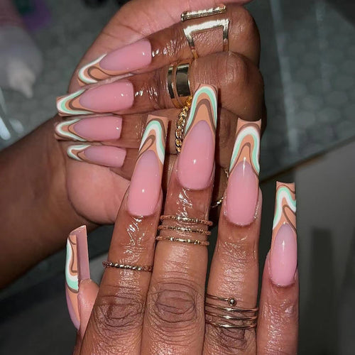 Artful acrylic nails with elegant wave design Bowlift