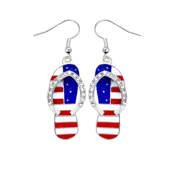Women's earrings in flip-flop design with crystal embellishment and enamel flag motif Bowlift