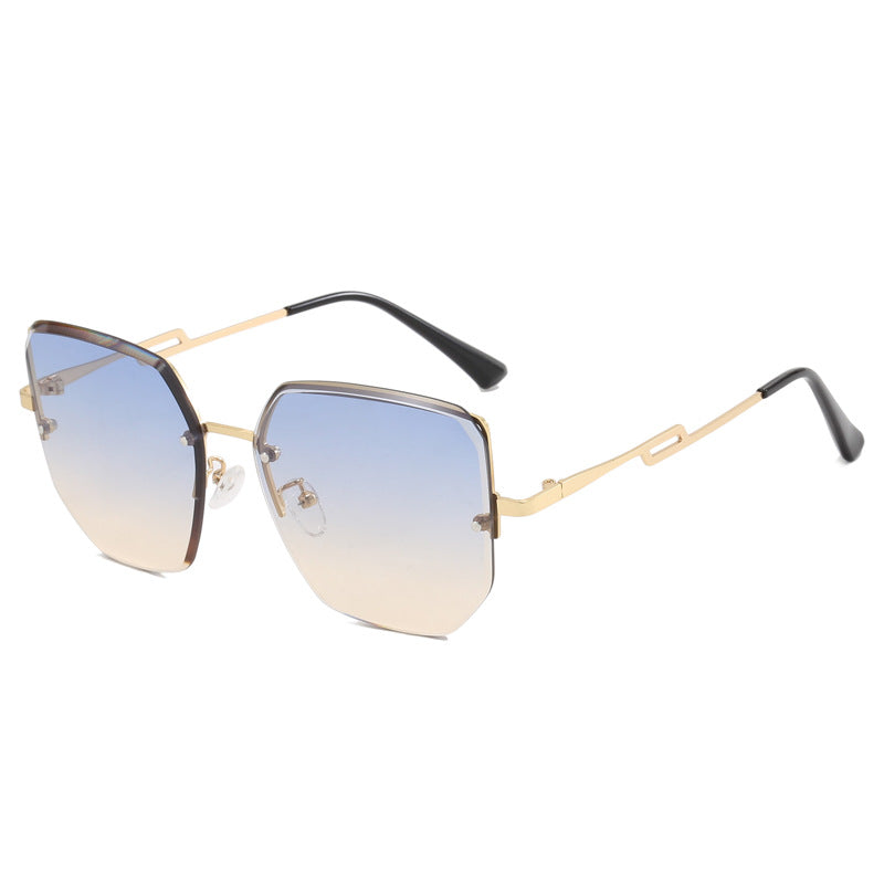 Women's geometric designer sunglasses with mirrored lenses Bowlift
