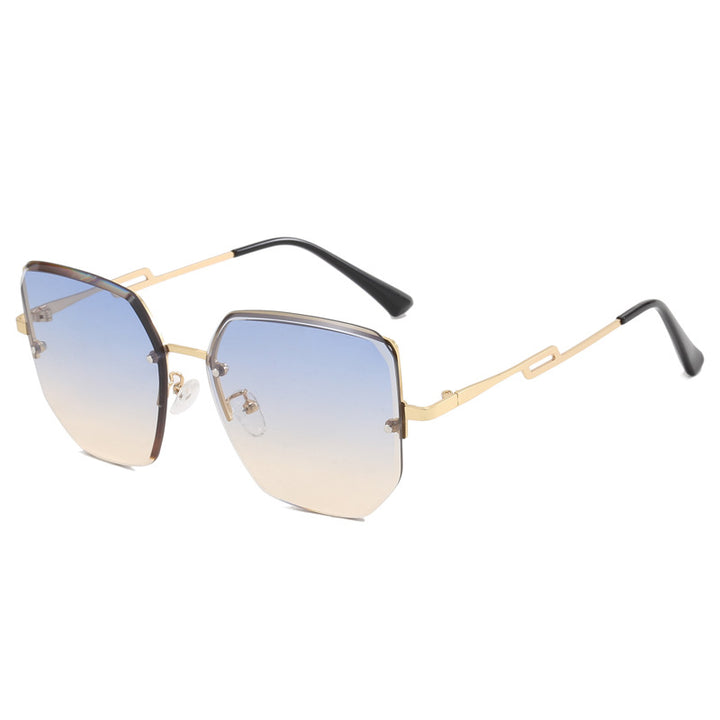 Women's geometric designer sunglasses with mirrored lenses Bowlift