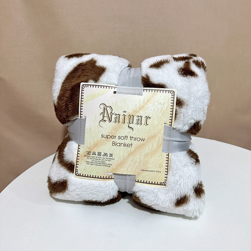 Ultra-Soft Cow Print Fleece Throw Blanket