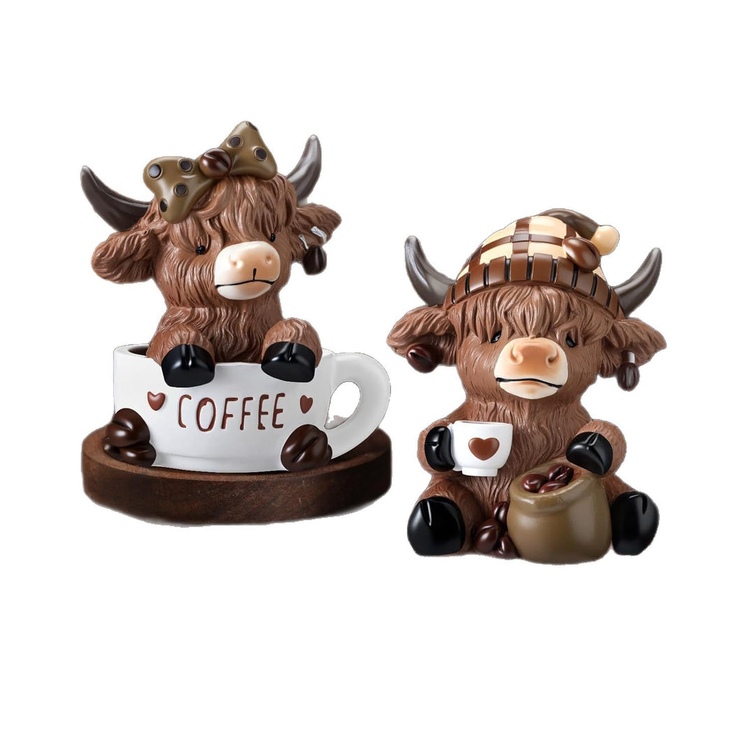 Decorative figure of a Highland cow with accessories Bowlift