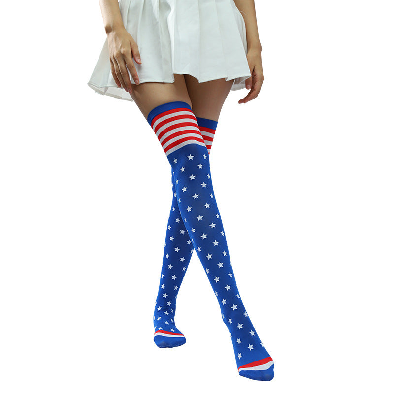 Women's nan star-print over-the-knee compression socks with cushioned sole and silicone grip Bowlift