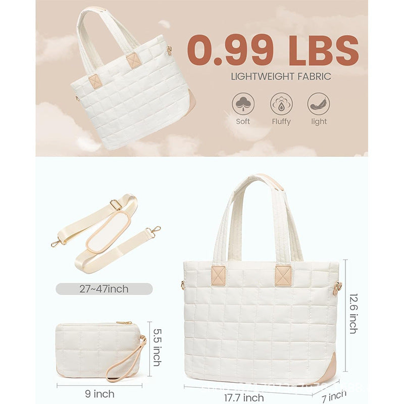 Elegant Quilted Tote Bag with Removable Wallet Bowlift