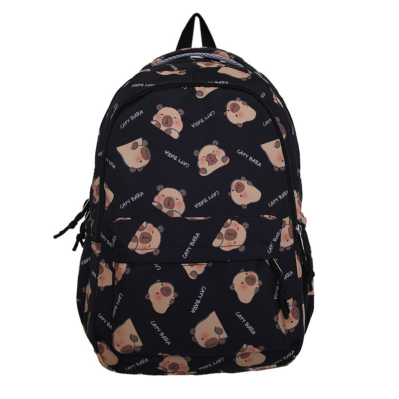 Backpack with Child-Friendly Capybara Design and Practical Compartments Bowlift