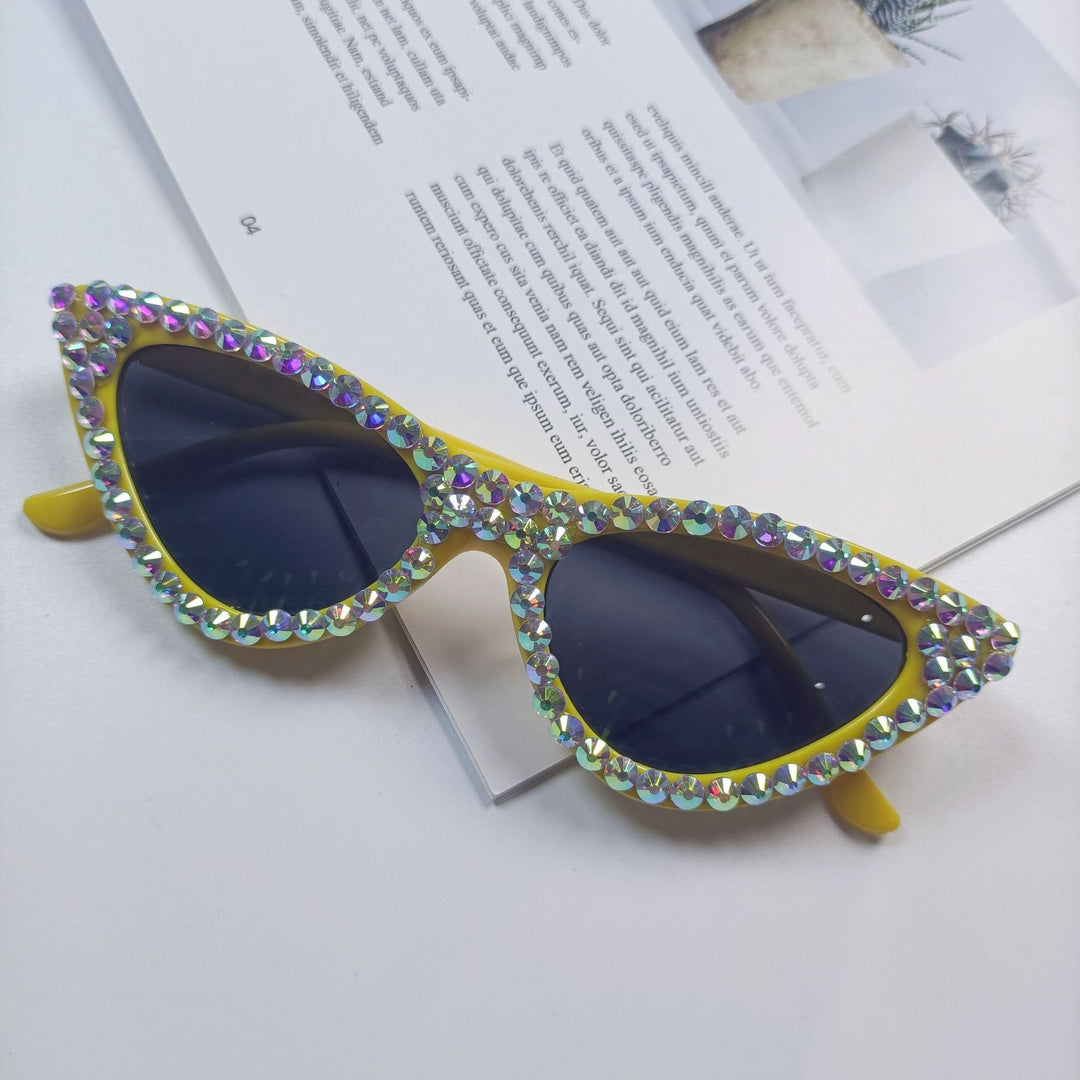 Women's Cat-Eye Sunglasses with Sparkling Crystal Trimming Bowlift