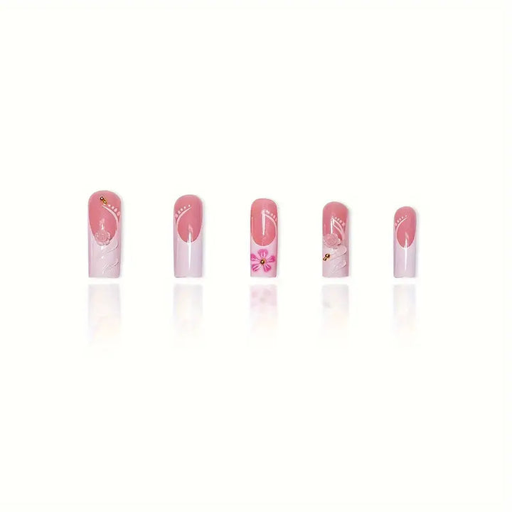 Decorative 3D Floral Acrylic Nail Extensions Bowlift
