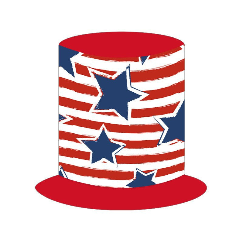 Unisex nan more patriotic party top hat with stars and stripes motif made of lightweight felt Bowlift