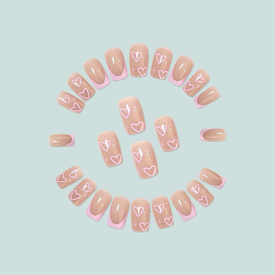 Artistic acrylic nails with heart design Bowlift