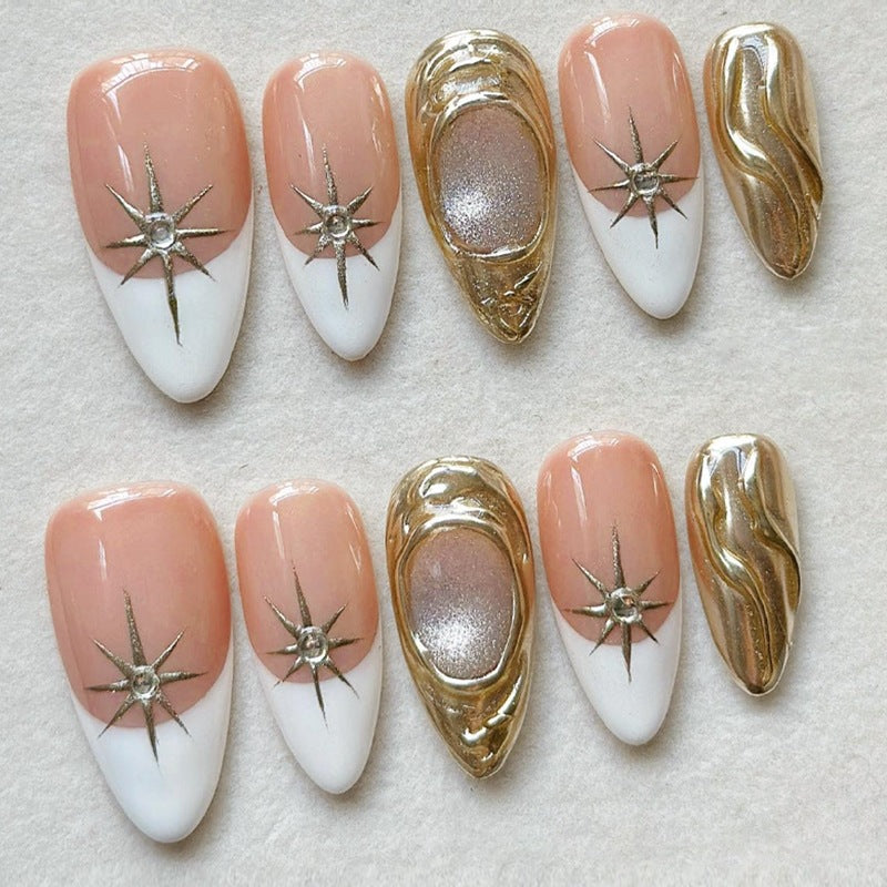 Acrylic nail set with luxurious flower decorations Bowlift