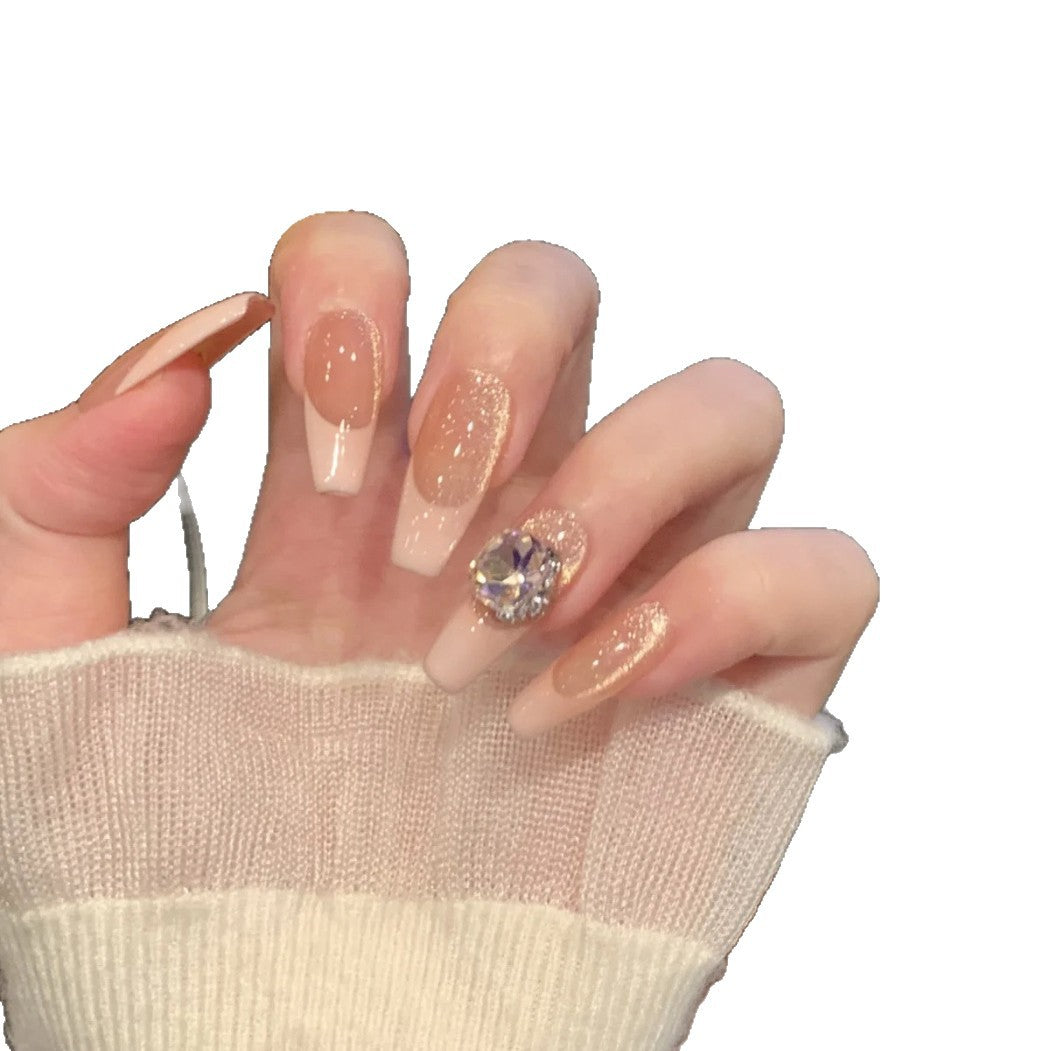 Press-On Nail Set with Elegant Glitter and Crystal Accents Bowlift