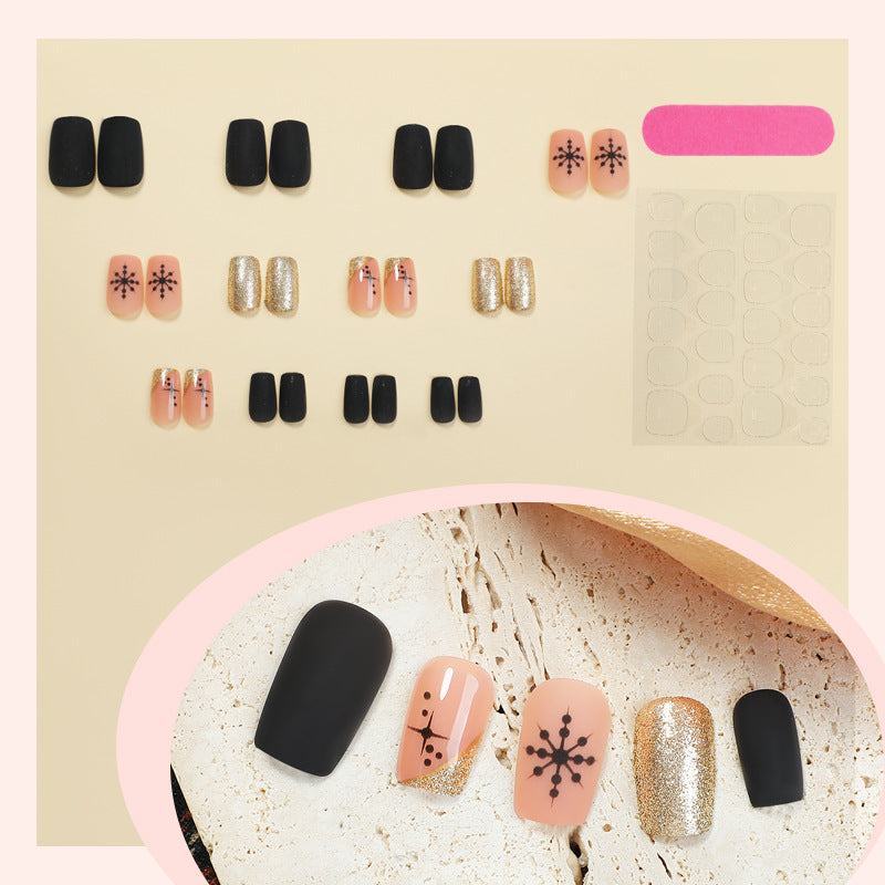 Decorative Snowflake and Glitter Press-On Nail Set Bowlift