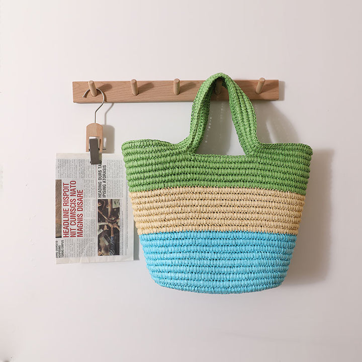 Handcrafted Durable Beach Bag with Cheerful Zigzag Pattern Bowlift