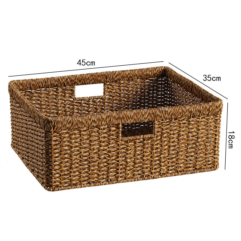 Handwoven Storage Basket with Cutout Handles Bowlift