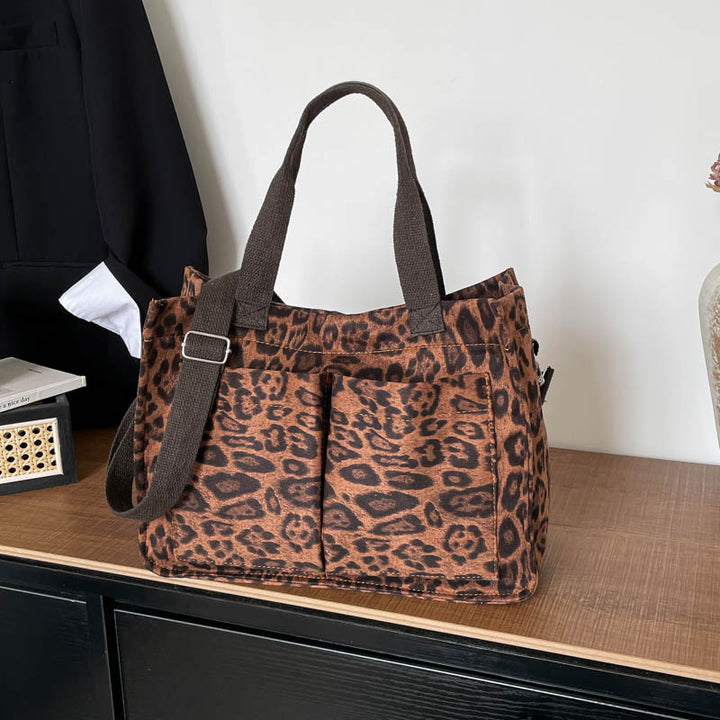 WoChic Leopard Print Utility Tote Bag Bowlift
