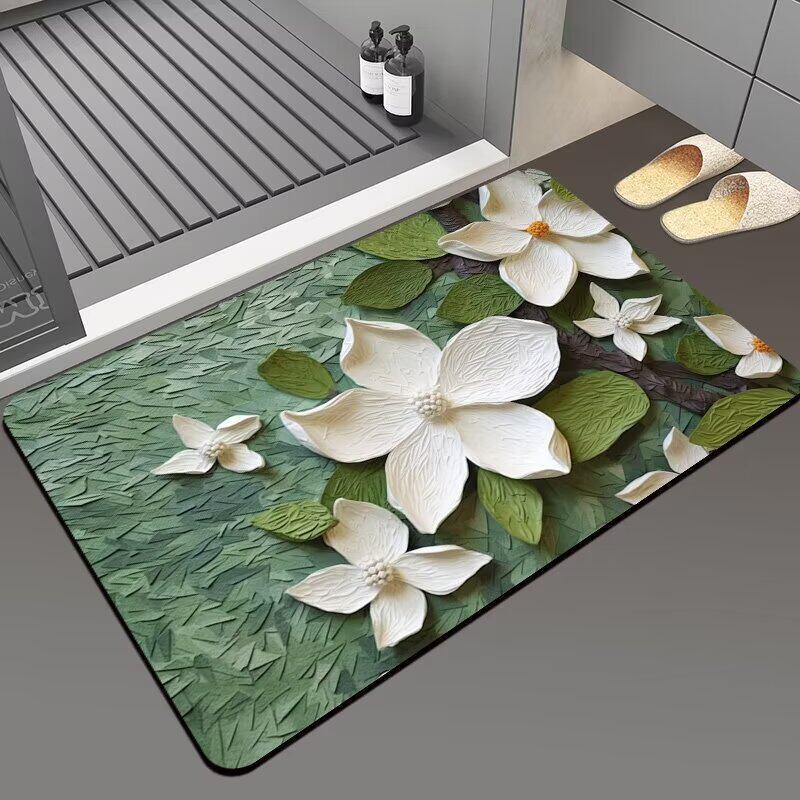 Floral-Themed Non-Slip Bath Mat Bowlift