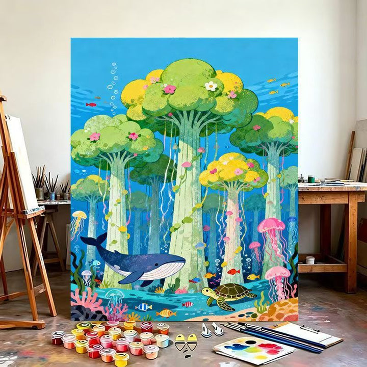 Underwater Fantasy Scene Canvas Art Print Bowlift