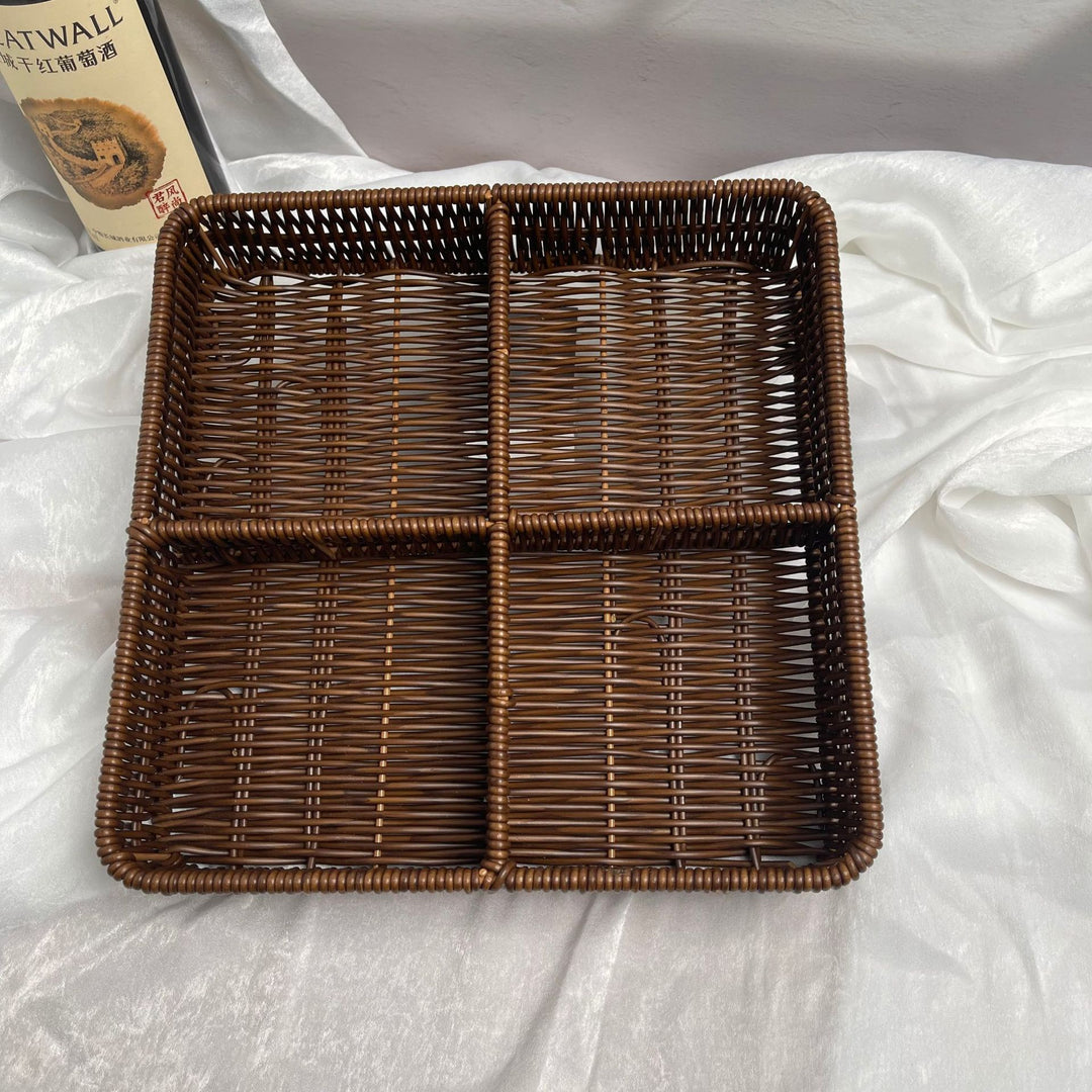 Ladies beef braided serving basket with three compartments Bowlift